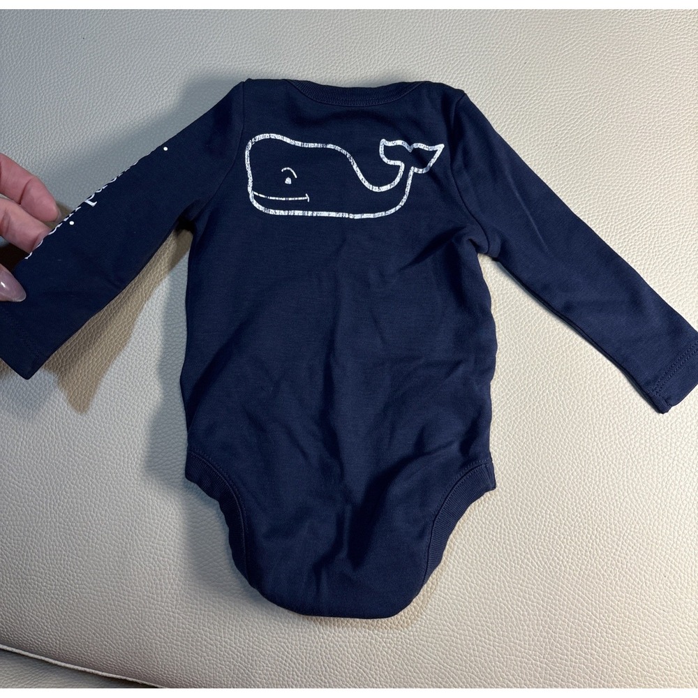 Infant Baby Boy 0-3 Months Vineyard Vines Long-Sleeve Vintage Whale Bodysuit EUC